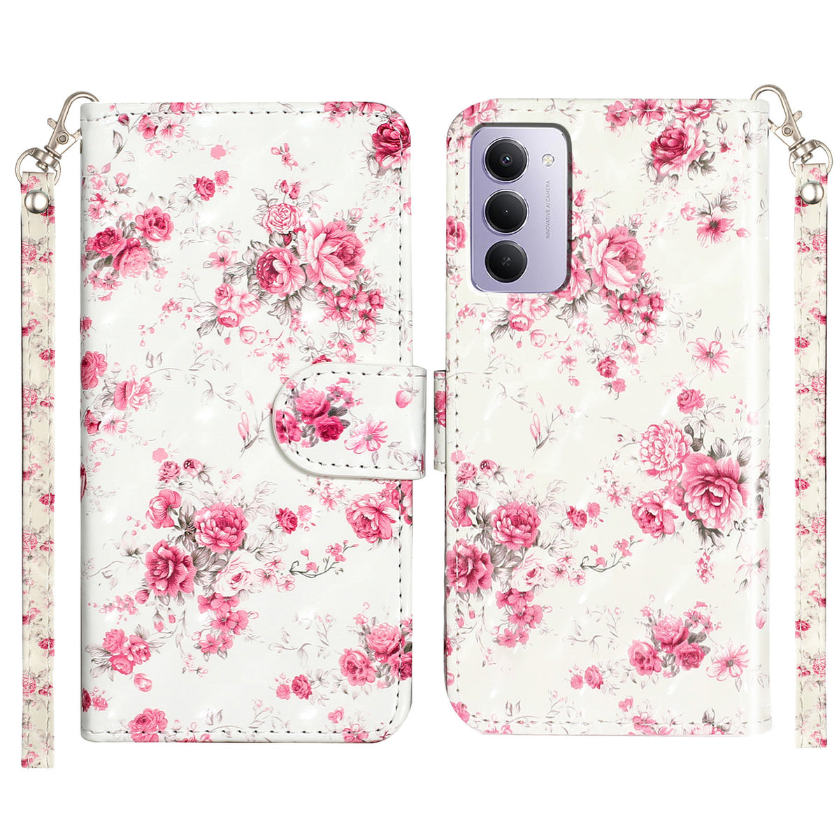 For Xiaomi Redmi 15 5G (EU) (171mm) / Xiaomi Redmi 15 4G (EU) (171mm) Wallet Case 3D Pattern Printed Leather Phone Cover with Strap