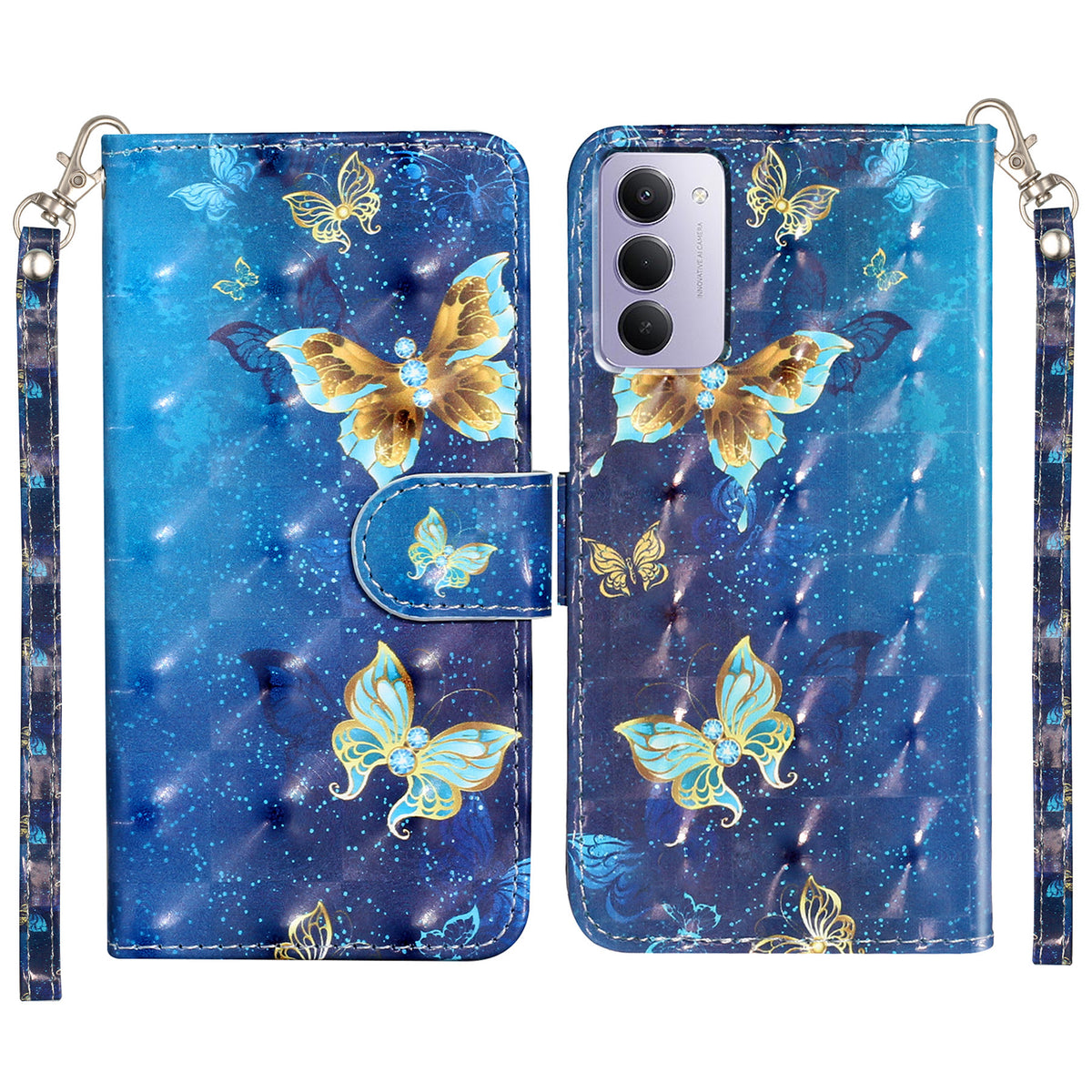 For Xiaomi Redmi 15 5G (EU) (171mm) / Xiaomi Redmi 15 4G (EU) (171mm) Wallet Case 3D Pattern Printed Leather Phone Cover with Strap