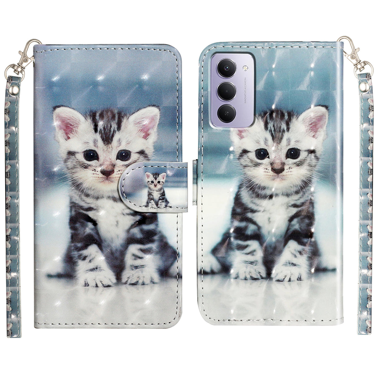 For Xiaomi Redmi 15 5G (EU) (171mm) / Xiaomi Redmi 15 4G (EU) (171mm) Wallet Case 3D Pattern Printed Leather Phone Cover with Strap