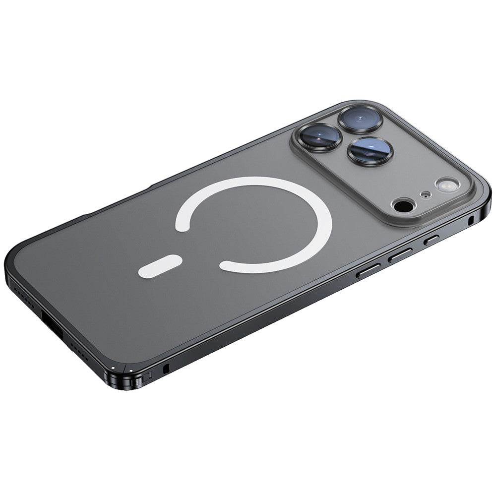För iPhone 17 Pro Genomskinligt skal i metall kompatibelt med MagSafe Säkerhetslås Baksideskal