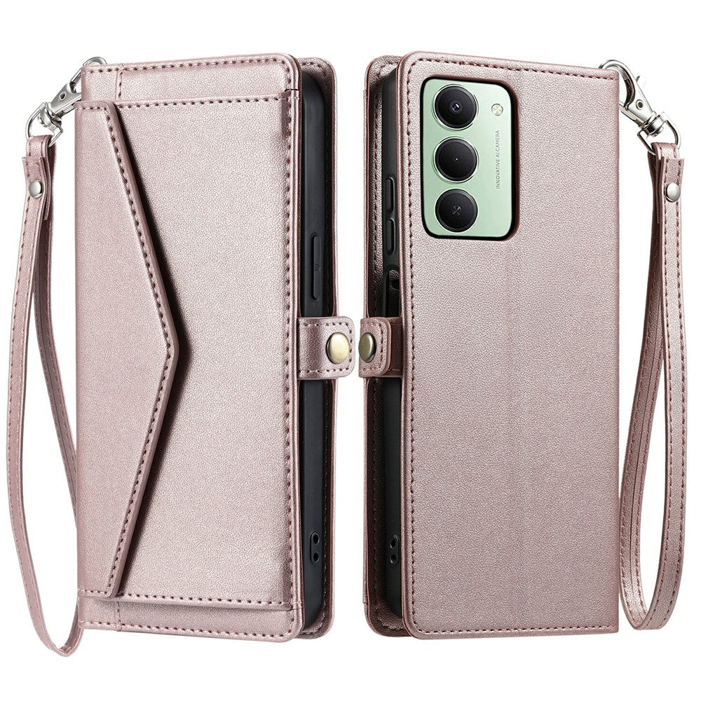 For Xiaomi Redmi 15 5G (EU) (171mm)  /  4G (EU) (171mm) Leather Case with Wrist Strap Wallet Stand Phone Cover