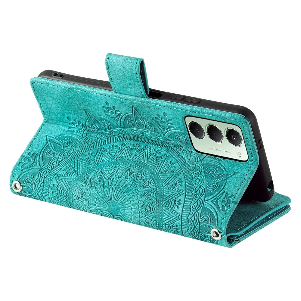For Xiaomi Redmi 15 5G (EU) (171mm)  /  4G (EU) (171mm) Wallet Case Mandala Flower Pattern PU Leather Phone Cover with Wrist Strap