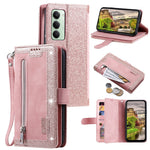 Etui til Xiaomi Redmi 15 5G (EU) (171mm) / 4G (EU) (171mm) med 9 kortlommer, lynlås, tegnebog, PU-læder og håndledsrem