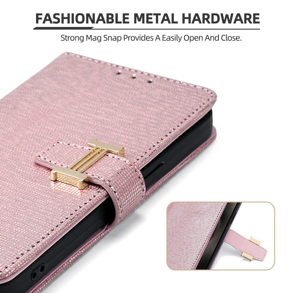 For Oppo F29 5G Case Metal I-Buckle PU Leather Wallet Phone Cover