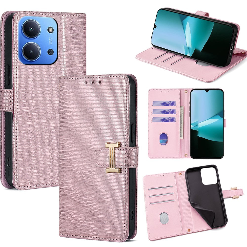 For Xiaomi Redmi 15C 4G (Global) (171mm) / Poco C85 4G (171mm) Case Metal I-Buckle PU Leather Wallet Phone Cover