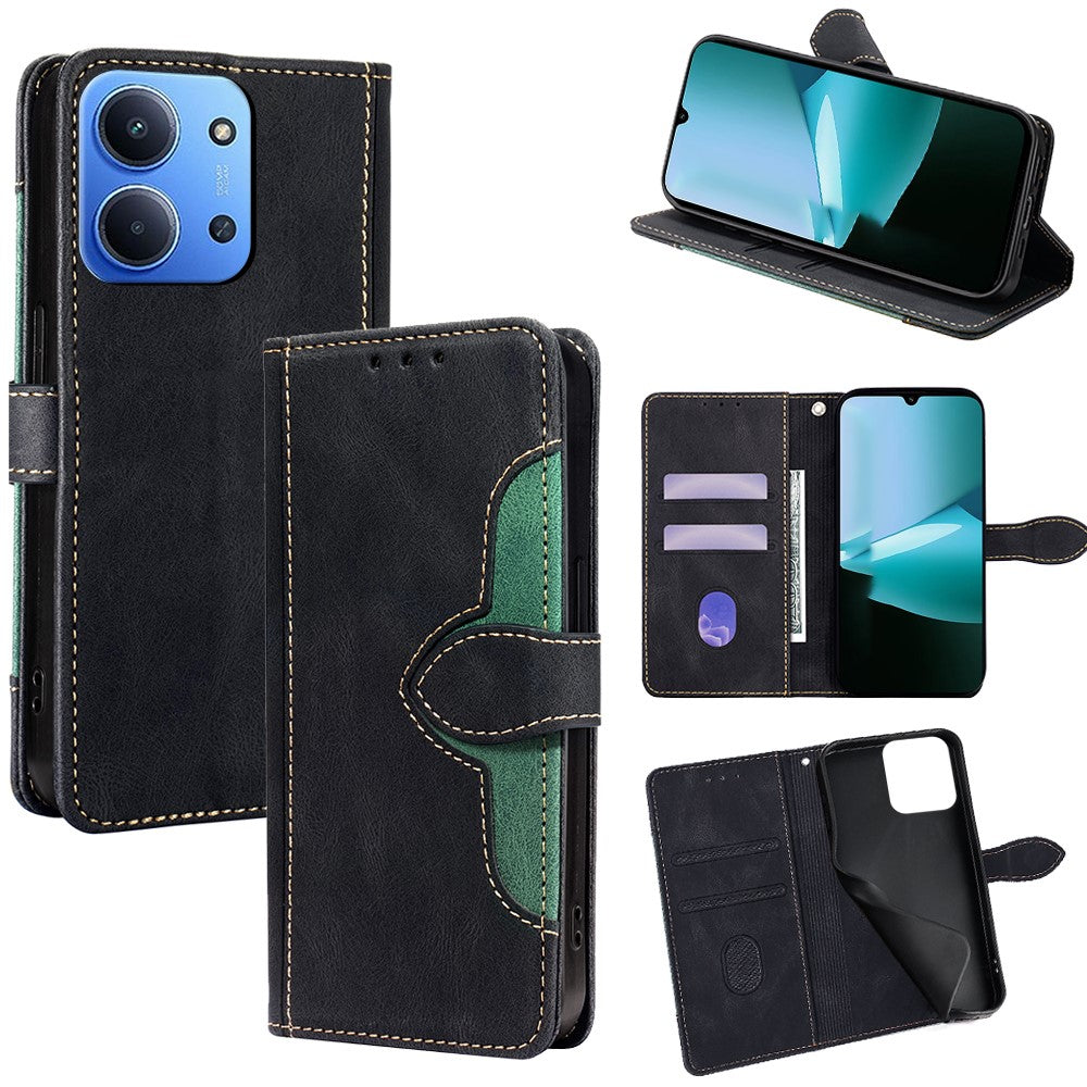 For Xiaomi Redmi 15C 4G (Global) (171mm) / Poco C85 4G (171mm) Case Leather Wallet Phone Cover with Straw Hat Magnetic Clasp