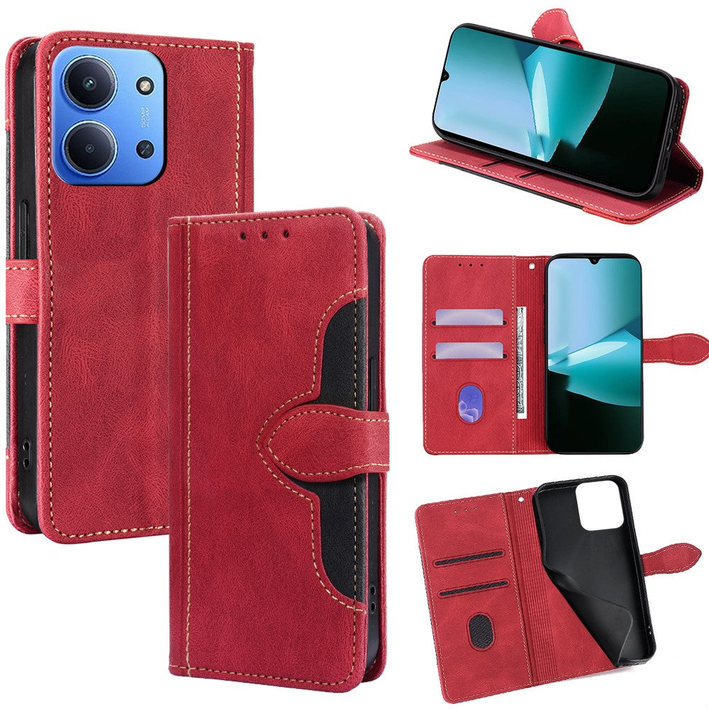 For Xiaomi Redmi 15C 4G (Global) (171mm) / Poco C85 4G (171mm) Case Leather Wallet Phone Cover with Straw Hat Magnetic Clasp