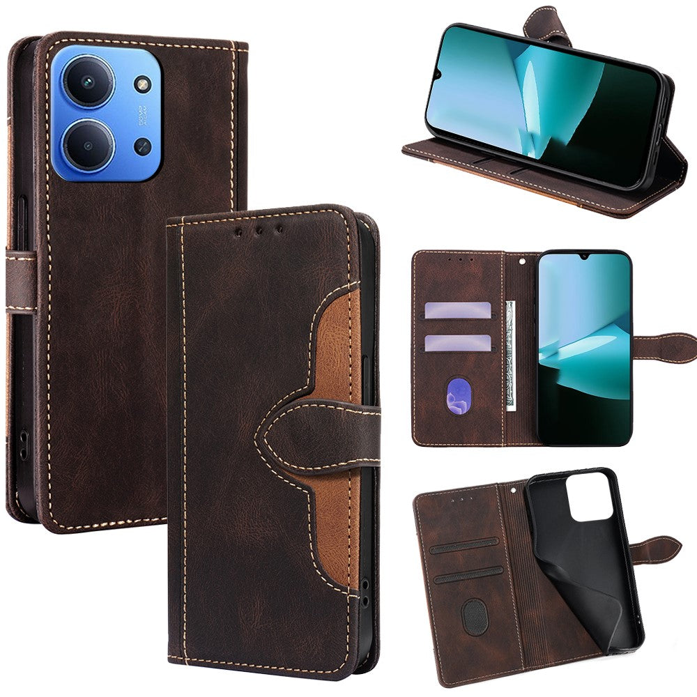 For Xiaomi Redmi 15C 4G (Global) (171mm) / Poco C85 4G (171mm) Case Leather Wallet Phone Cover with Straw Hat Magnetic Clasp