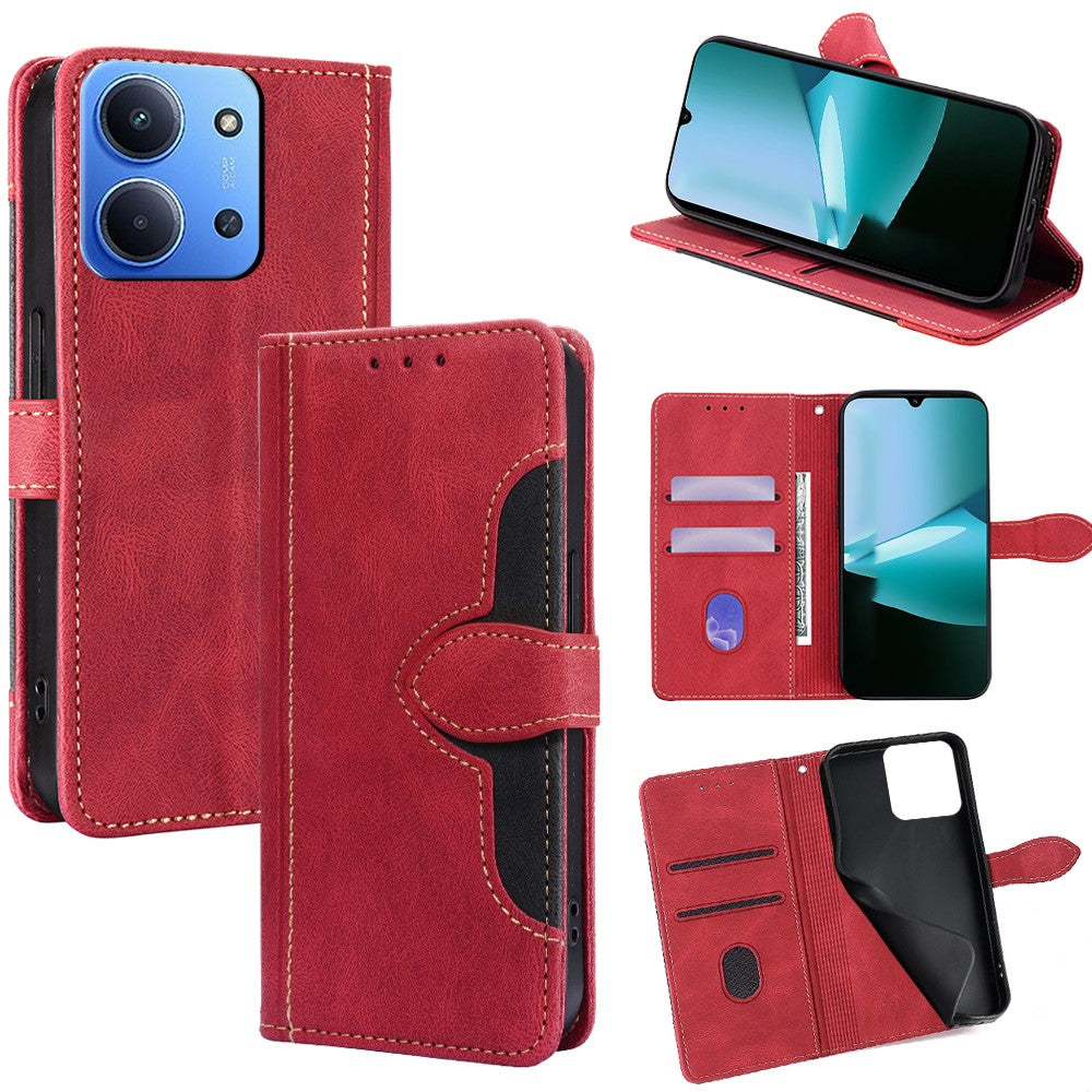 Läderfodral till Xiaomi Redmi 15C 4G (EU) (173 mm) / 15C 5G (EU) (173 mm) / Poco C85 4G (173 mm) Plånboksfodral med magnetiskt spänne i stråhatt