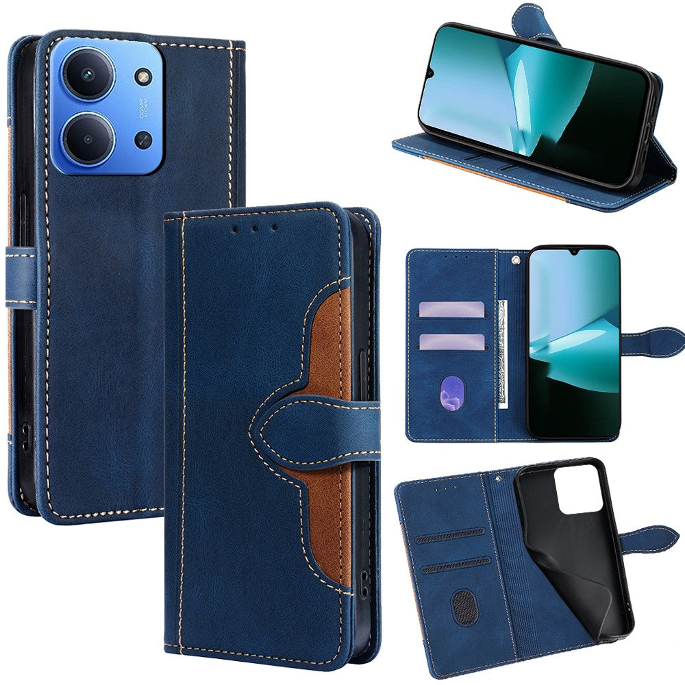 Läderfodral till Xiaomi Redmi 15C 4G (EU) (173 mm) / 15C 5G (EU) (173 mm) / Poco C85 4G (173 mm) Plånboksfodral med magnetiskt spänne i stråhatt