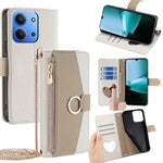 For Xiaomi Redmi 15C 4G (Global) (171mm) / Poco C85 4G (171mm) Case Mirror Wallet Leather Phone Cover with Chain Shoulder Strap