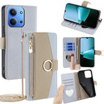 For Xiaomi Redmi 15C 4G (Global) (171mm) / Poco C85 4G (171mm) Case Mirror Wallet Leather Phone Cover with Chain Shoulder Strap