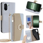 For OnePlus Nord CE5 5G / Ace 5 Racing 5G Case Mirror Wallet Leather Phone Cover with Chain Shoulder Strap