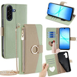 Til Samsung Galaxy A18 5G / A18 4G / A17 5G / A17 4G etui spejl pung læder telefoncover med kædeskulderrem