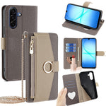 Til Samsung Galaxy A18 5G / A18 4G / A17 5G / A17 4G etui spejl pung læder telefoncover med kædeskulderrem