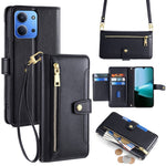 For Xiaomi Redmi 15C 4G (Global) (171mm) / Poco C85 4G (171mm) Leather Case Zipper Pocket Wallet Phone Cover with 2 Straps