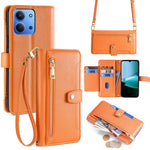 Leather Case for Xiaomi Redmi 15C 4G (EU) (173mm) / 15C 5G (EU) (173mm) / Poco C85 4G (173mm) Zipper Pocket Wallet Phone Cover with 2 Straps