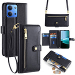 Leather Case for Xiaomi Redmi 15C 4G (EU) (173mm) / 15C 5G (EU) (173mm) / Poco C85 4G (173mm) Zipper Pocket Wallet Phone Cover with 2 Straps