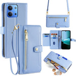 Leather Case for Xiaomi Redmi 15C 4G (EU) (173mm) / 15C 5G (EU) (173mm) / Poco C85 4G (173mm) Zipper Pocket Wallet Phone Cover with 2 Straps