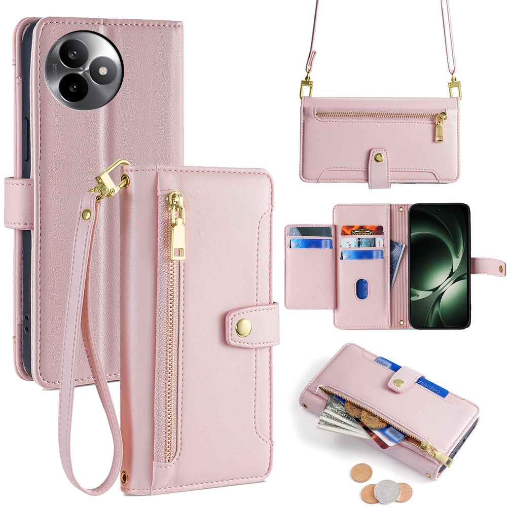 For Xiaomi Redmi K80 Ultra 5G Leather Case Zipper Pocket Wallet Phone Cover with 2 Straps