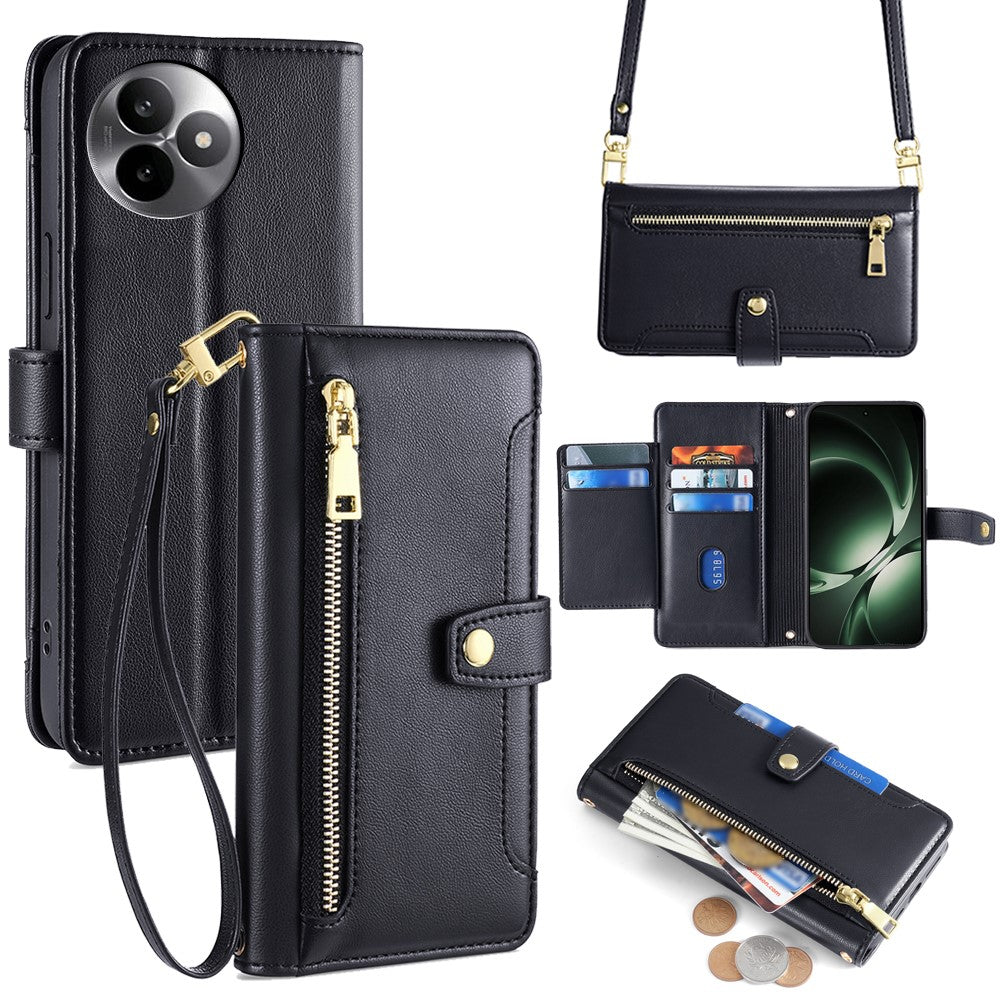 For Xiaomi Redmi K80 Ultra 5G Leather Case Zipper Pocket Wallet Phone Cover with 2 Straps