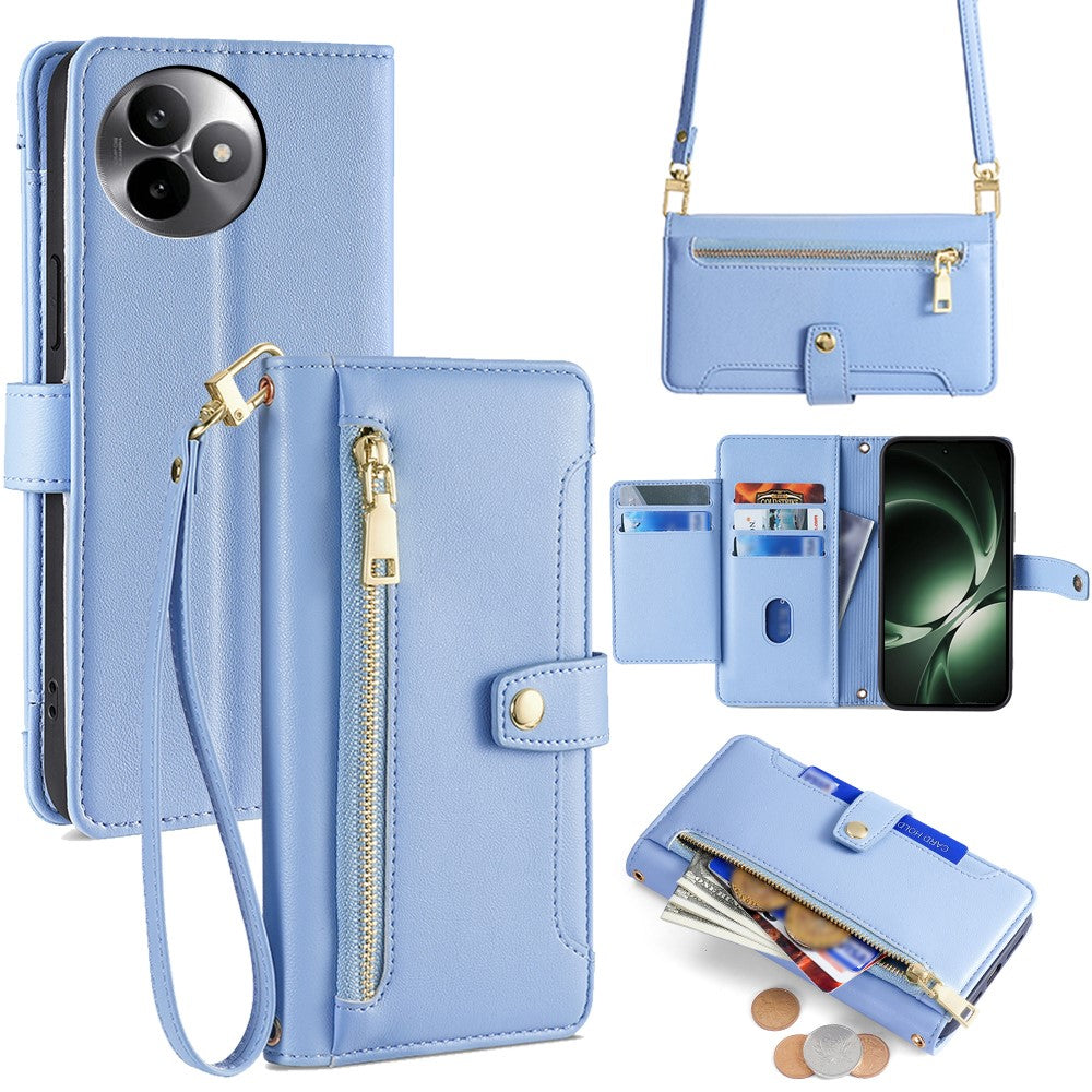 For Xiaomi Redmi K80 Ultra 5G Leather Case Zipper Pocket Wallet Phone Cover with 2 Straps