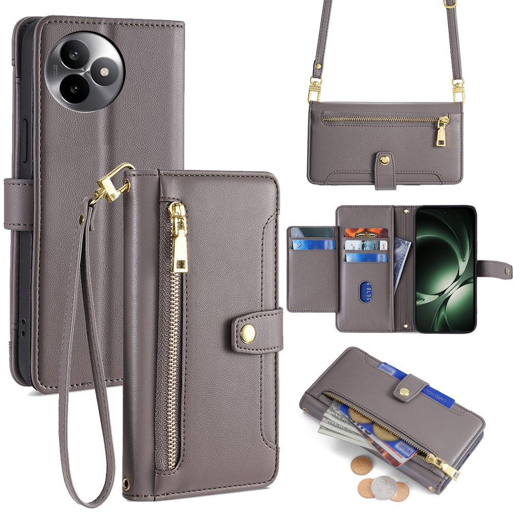 For Xiaomi Redmi K80 Ultra 5G Leather Case Zipper Pocket Wallet Phone Cover with 2 Straps