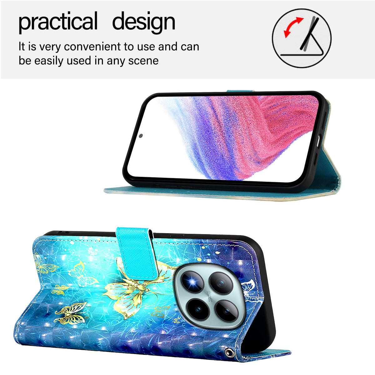 For Xiaomi Poco M8 Pro 5G / Redmi Note 15 Pro+ 5G (Global) Leather Case Pattern Printing Wallet Stand Mobile Cover with Strap