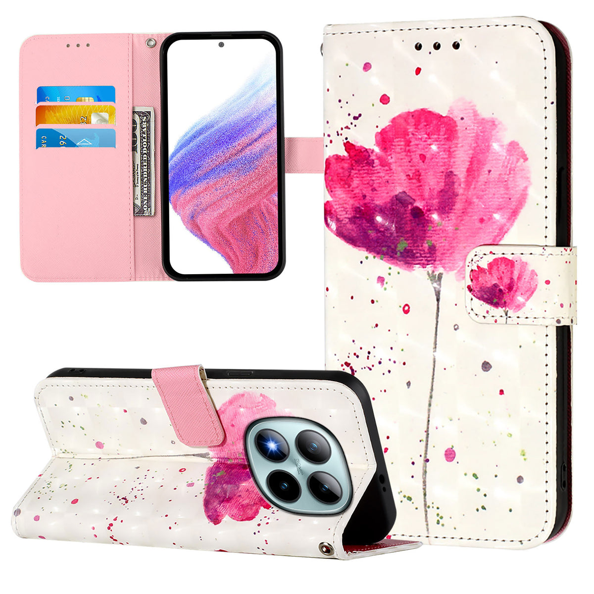 For Xiaomi Poco M8 Pro 5G / Redmi Note 15 Pro+ 5G (Global) Leather Case Pattern Printing Wallet Stand Mobile Cover with Strap