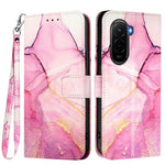 For Xiaomi Poco M7 Plus 5G / M7 4G (169mm) Case with Strap Marble Pattern Leather Phone Cover Card Holder