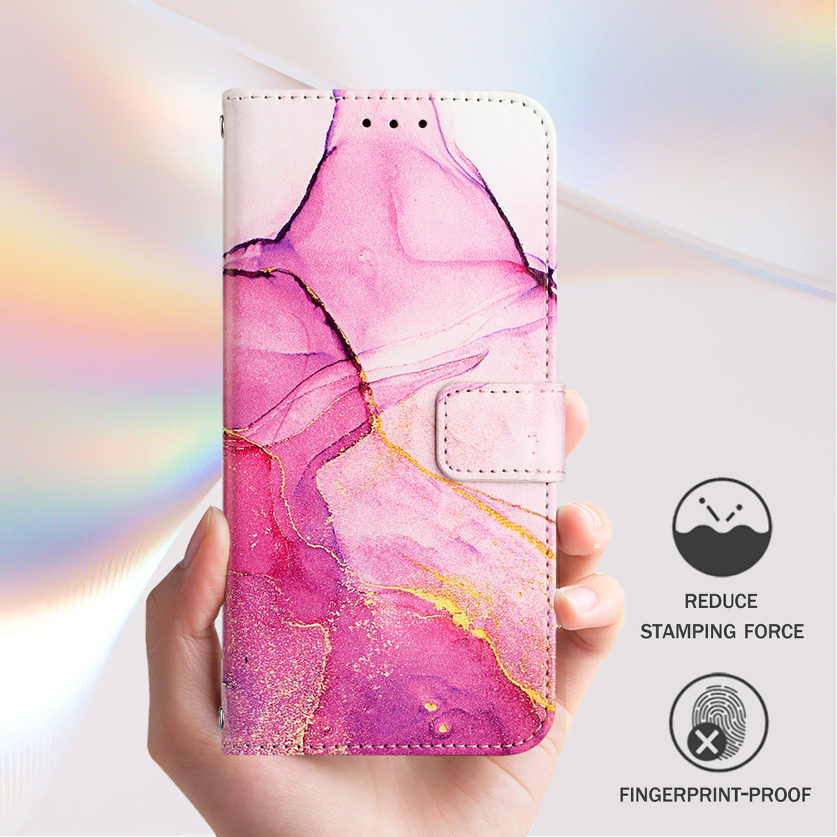 For Xiaomi Poco M7 Plus 5G / M7 4G (169mm) Case with Strap Marble Pattern Leather Phone Cover Card Holder