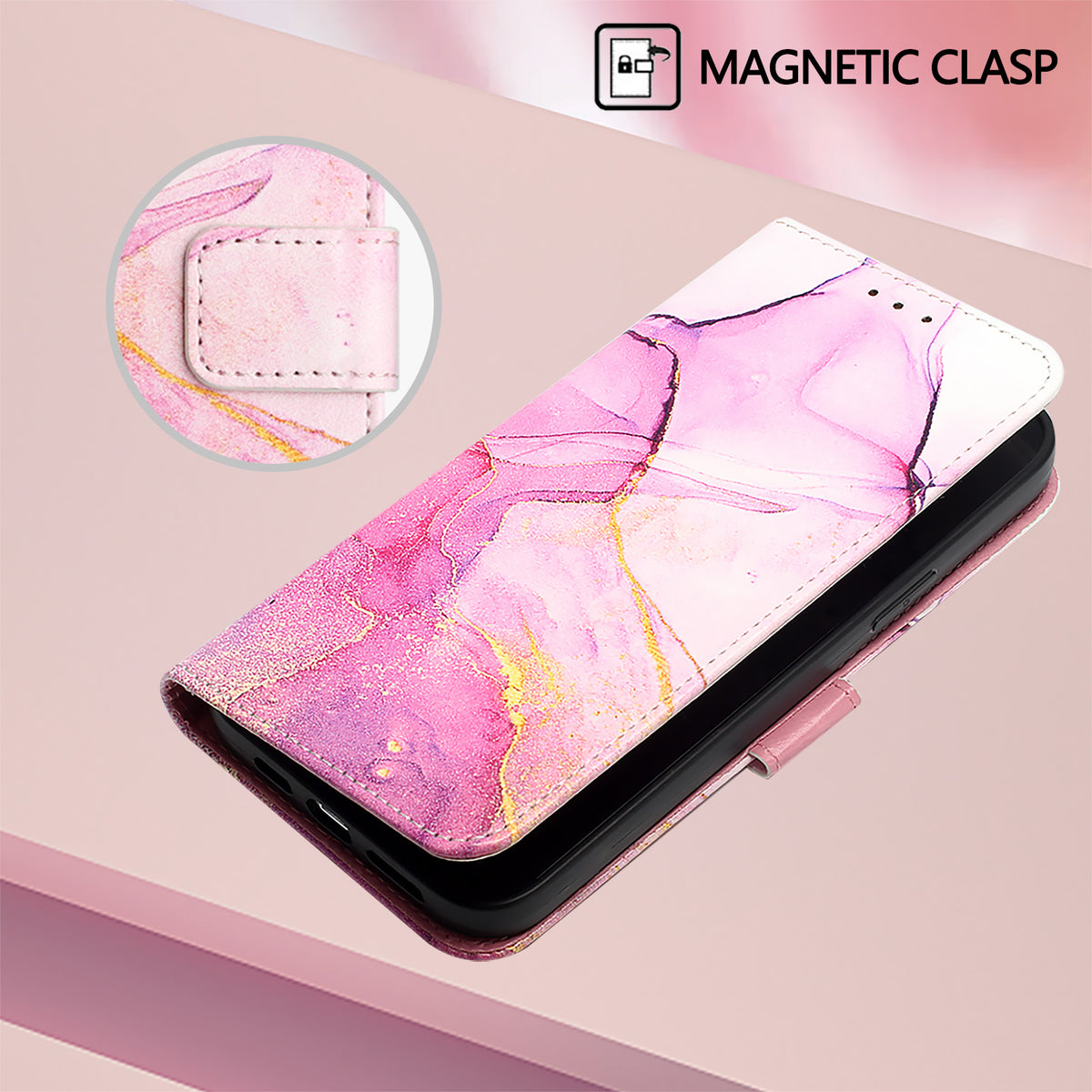 For Xiaomi Poco M7 Plus 5G / M7 4G (169mm) Case with Strap Marble Pattern Leather Phone Cover Card Holder