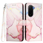 For Xiaomi Poco M7 Plus 5G / M7 4G (169mm) Case with Strap Marble Pattern Leather Phone Cover Card Holder