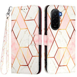 For Xiaomi Poco M7 Plus 5G / M7 4G (169mm) Case with Strap Marble Pattern Leather Phone Cover Card Holder