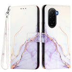 For Xiaomi Poco M7 Plus 5G / M7 4G (169mm) Case with Strap Marble Pattern Leather Phone Cover Card Holder