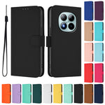 For Xiaomi Poco M8 Pro 5G / Redmi Note 15 Pro+ 5G (Global) Case Solid Color Wallet Leather Phone Cover with Strap