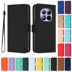 For Xiaomi Redmi Note 15 Pro 5G (Global) Case Solid Color Wallet Leather Phone Cover with Strap