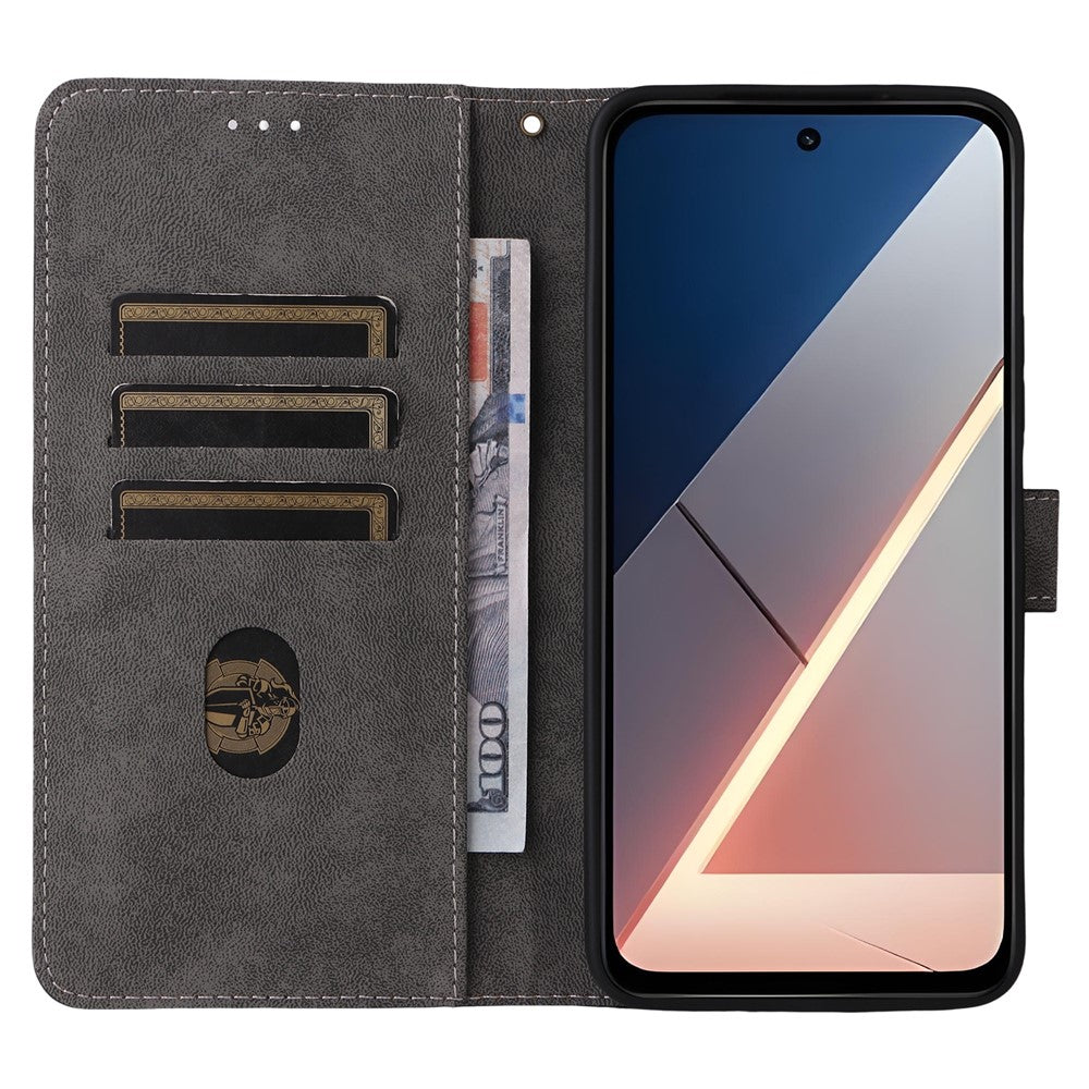 For Xiaomi Poco M7 Plus 5G / Poco M7 4G (169mm) Case Wallet RFID Blocking PU Leather Phone Cover Stand with Strap