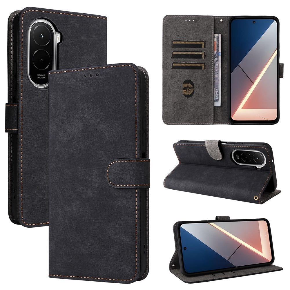 For Xiaomi Poco M7 Plus 5G / Poco M7 4G (169mm) Case Wallet RFID Blocking PU Leather Phone Cover Stand with Strap