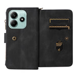 For Xiaomi Poco M7 Pro 5G / Xiaomi Redmi Note 14 5G Zipper Wallet Case with 15 Card Slots and Strap Leather Phone Cover