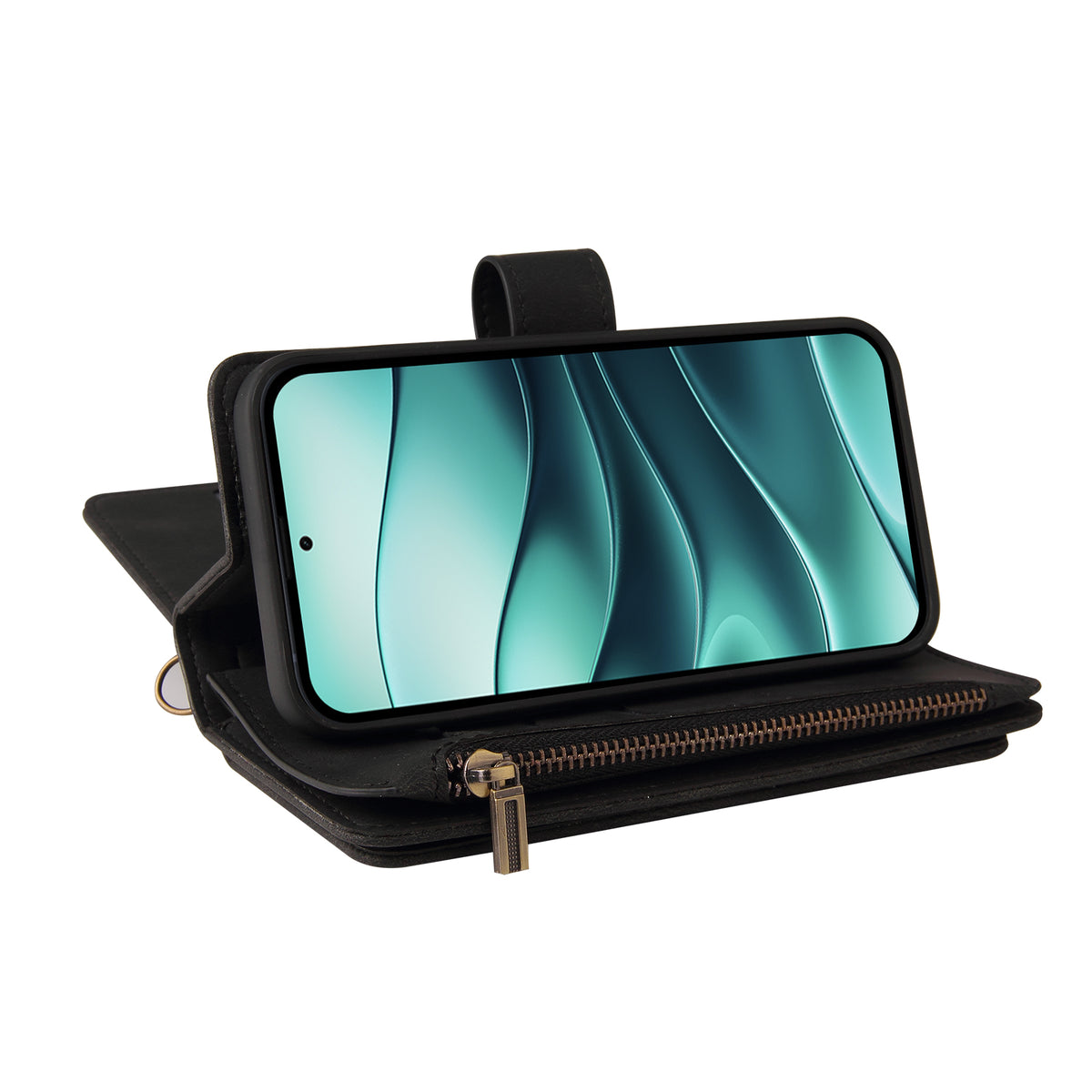 For Xiaomi Poco M7 Pro 5G / Xiaomi Redmi Note 14 5G Zipper Wallet Case with 15 Card Slots and Strap Leather Phone Cover