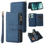 For Xiaomi Poco M7 Pro 5G / Xiaomi Redmi Note 14 5G Zipper Wallet Case with 15 Card Slots and Strap Leather Phone Cover