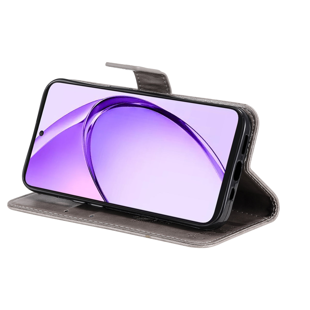 Mobilcover til Oppo A5 5G / Oppo A3 Pro (Indien) 5G / Oppo A3 Pro (Global) 5G / Oppo A80 5G / Oppo K12x 5G (Global) / Oppo A3x 5G (Kina) / Oppo A3x Vitality Edition / Oppo A5 4G med stativ, lædertegnebøger og katteklomønster