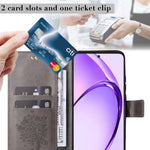 Mobilcover til Oppo A5 5G / Oppo A3 Pro (Indien) 5G / Oppo A3 Pro (Global) 5G / Oppo A80 5G / Oppo K12x 5G (Global) / Oppo A3x 5G (Kina) / Oppo A3x Vitality Edition / Oppo A5 4G med stativ, lædertegnebøger og katteklomønster