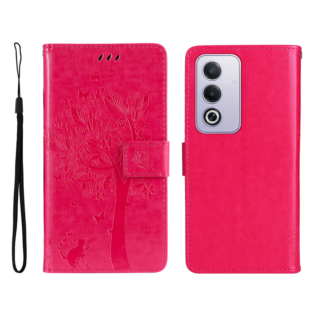 Mobilcover til Oppo A5 5G / Oppo A3 Pro (Indien) 5G / Oppo A3 Pro (Global) 5G / Oppo A80 5G / Oppo K12x 5G (Global) / Oppo A3x 5G (Kina) / Oppo A3x Vitality Edition / Oppo A5 4G med stativ, lædertegnebøger og katteklomønster