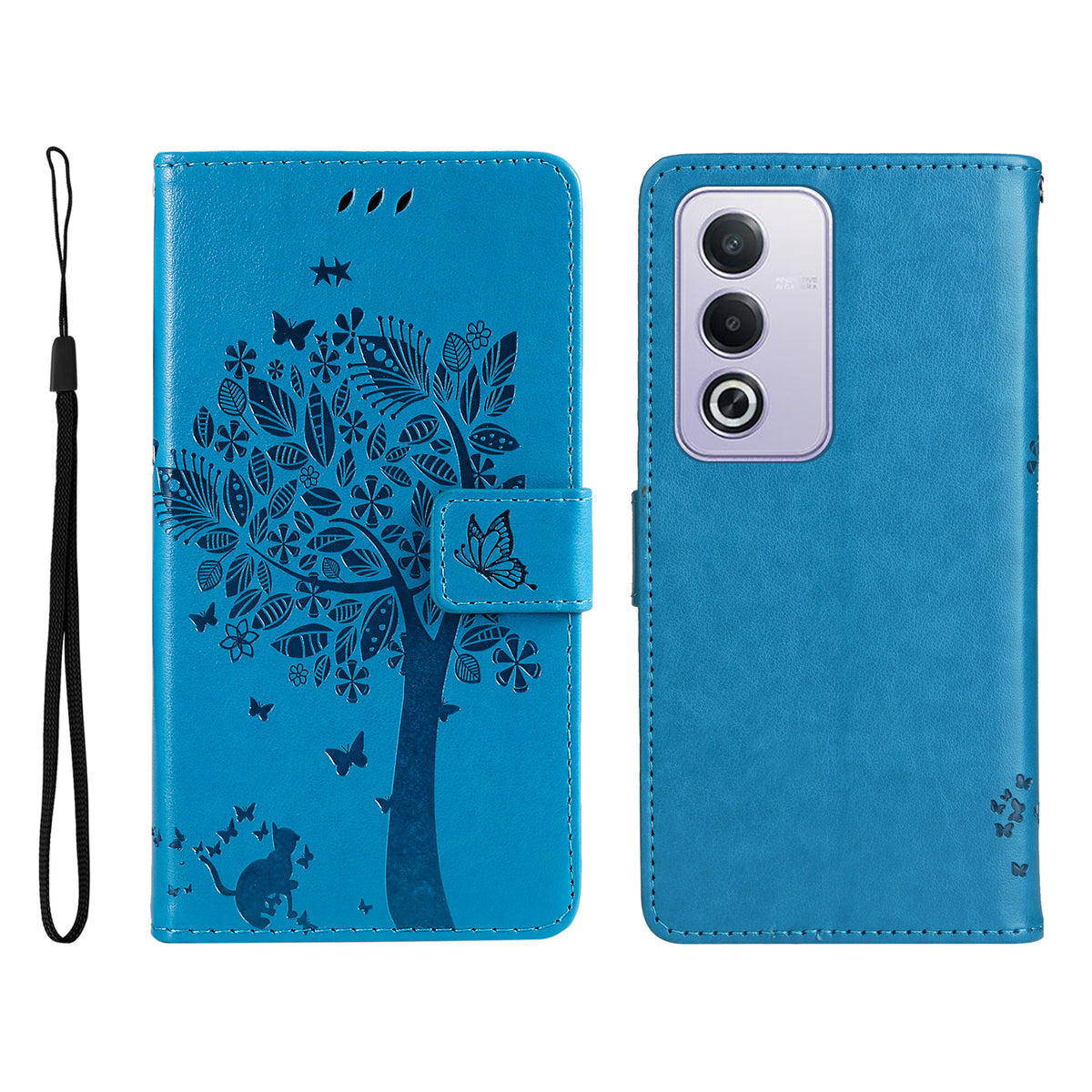 Mobilcover til Oppo A5 5G / Oppo A3 Pro (Indien) 5G / Oppo A3 Pro (Global) 5G / Oppo A80 5G / Oppo K12x 5G (Global) / Oppo A3x 5G (Kina) / Oppo A3x Vitality Edition / Oppo A5 4G med stativ, lædertegnebøger og katteklomønster