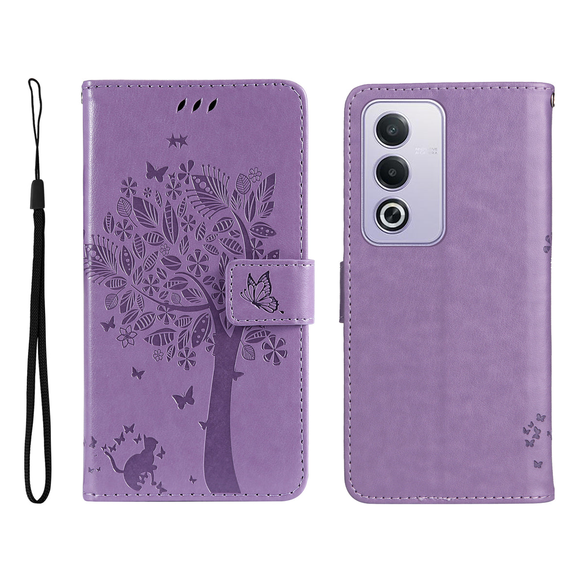 Mobilcover til Oppo A5 5G / Oppo A3 Pro (Indien) 5G / Oppo A3 Pro (Global) 5G / Oppo A80 5G / Oppo K12x 5G (Global) / Oppo A3x 5G (Kina) / Oppo A3x Vitality Edition / Oppo A5 4G med stativ, lædertegnebøger og katteklomønster