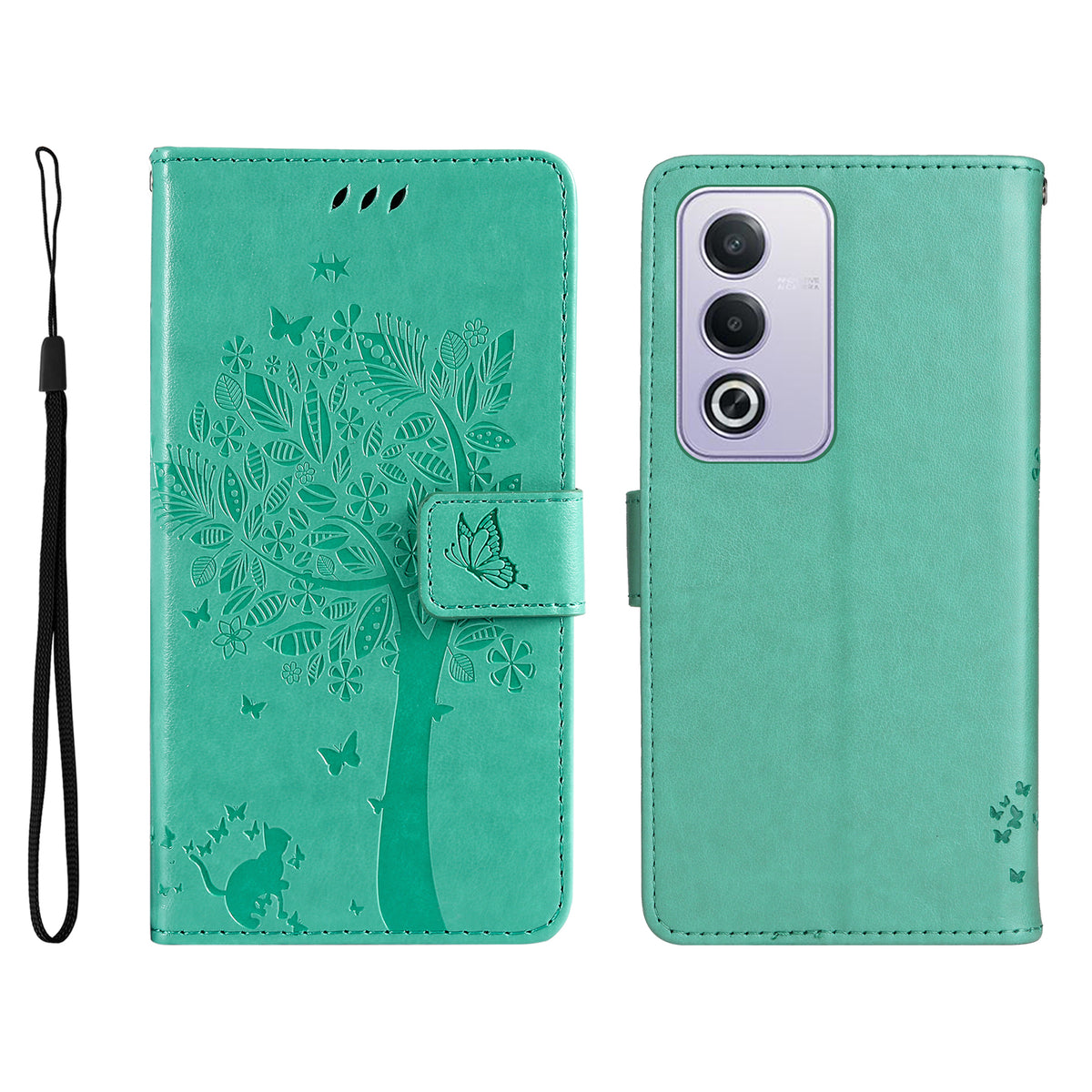 Mobilcover til Oppo A5 5G / Oppo A3 Pro (Indien) 5G / Oppo A3 Pro (Global) 5G / Oppo A80 5G / Oppo K12x 5G (Global) / Oppo A3x 5G (Kina) / Oppo A3x Vitality Edition / Oppo A5 4G med stativ, lædertegnebøger og katteklomønster