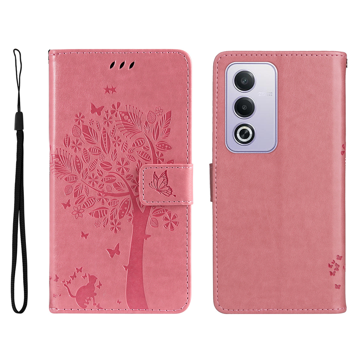 Mobilcover til Oppo A5 5G / Oppo A3 Pro (Indien) 5G / Oppo A3 Pro (Global) 5G / Oppo A80 5G / Oppo K12x 5G (Global) / Oppo A3x 5G (Kina) / Oppo A3x Vitality Edition / Oppo A5 4G med stativ, lædertegnebøger og katteklomønster