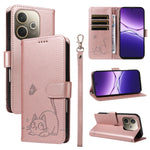 For Oppo A5 Energy 5G (China) / Oppo A5 Pro 5G (Global) Case Cat Pattern Imprint Leather Phone Cover with Wrist Strap